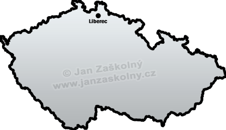 Map of Czech Republic and Liberec